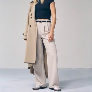 A&F Sloane Tailored Wide Leg Pant Abercrombie Size 26 Short Light Taupe